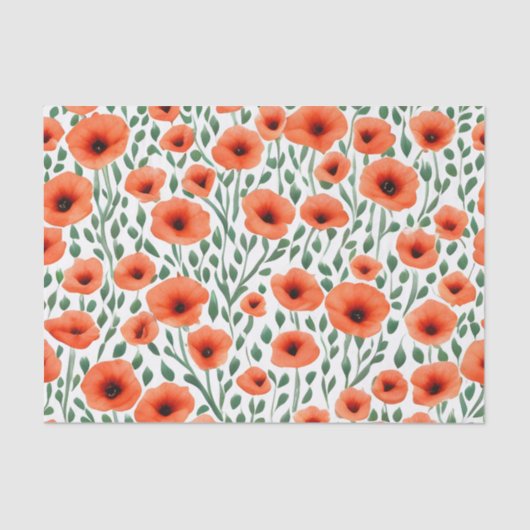 Blumenmuster Poppy-Blume Seidenpapier (Vorderseite)