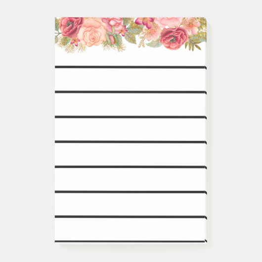 Blumenmuster Post-it Klebezettel (Vorderseite)