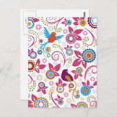 Blumenmuster Postkarte (Vorne/Hinten)