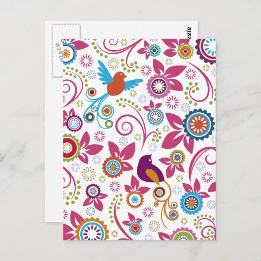 Blumenmuster Postkarte (Vorne/Hinten)