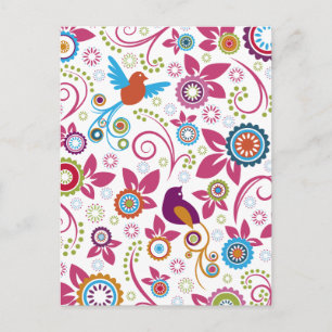 Blumenmuster Postkarte
