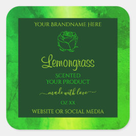 Blumenmuster-Produktsiegel für hellgrünes Marmor Quadratischer Aufkleber