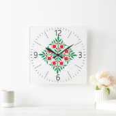 Blumenmuster Quadratische Wanduhr (Zuhause)