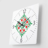 Blumenmuster Quadratische Wanduhr (Winkel)