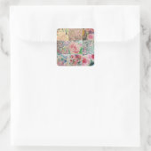 Blumenmuster Quadratischer Aufkleber (Tasche)