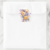 Blumenmuster quadratischer aufkleber (Tasche)