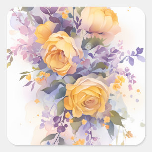 Blumenmuster quadratischer aufkleber