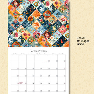 Blumenmuster-Quilt-Wall-Kalender Kalender