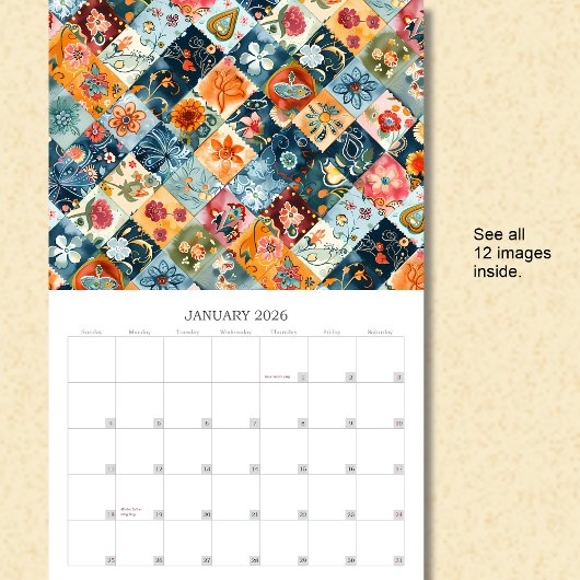 Blumenmuster-Quilt-Wall-Kalender Kalender