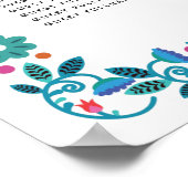 Blumenmuster Rahmen mexikanische Hochzeitskarte Poster (Ecke)