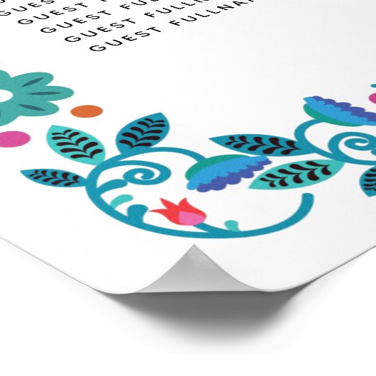 Blumenmuster Rahmen mexikanische Hochzeitskarte Poster (Ecke)