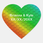 Blumenmuster Rainbow Herbsthochzeit Herz-Aufkleber (Vorderseite)