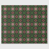 Blumenmuster Rangoli, schwarzes Papier Geschenkpapier (Flach)