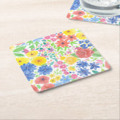 Blumenmuster Rechteckiger Pappuntersetzer (angewinkelt)
