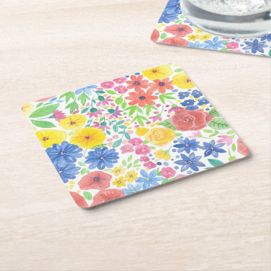 Blumenmuster Rechteckiger Pappuntersetzer (angewinkelt)