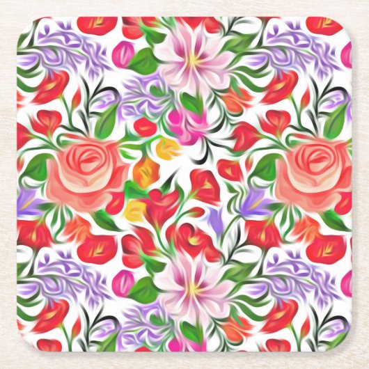 Blumenmuster Rechteckiger Pappuntersetzer (Vorderseite)
