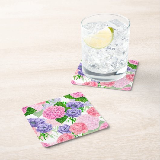 Blumenmuster Rechteckiger Pappuntersetzer (Vor Ort)