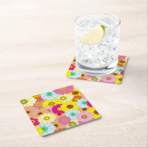 Blumenmuster Rechteckiger Pappuntersetzer