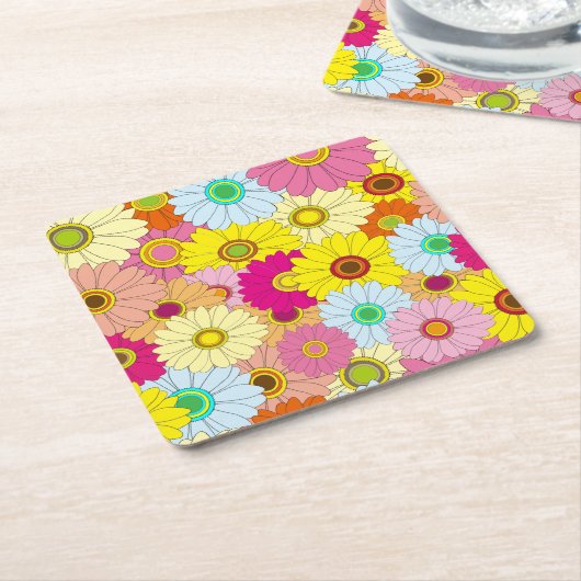 Blumenmuster Rechteckiger Pappuntersetzer (angewinkelt)