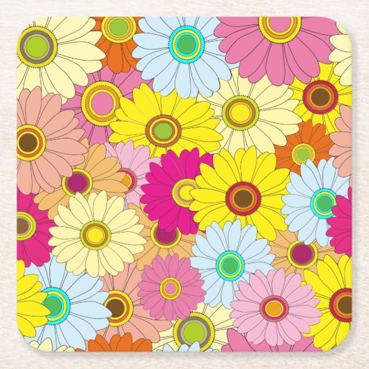 Blumenmuster Rechteckiger Pappuntersetzer (Vorderseite)