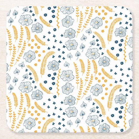 Blumenmuster Rechteckiger Pappuntersetzer (Vorderseite)