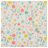 Blumenmuster Rosa Blau Gelbe Blumen Craft Muster Stoff (Nahaufnahme)