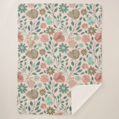 Blumenmuster rosa, braun sherpadecke (Vorderseite)