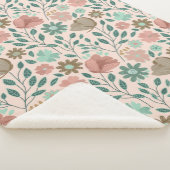 Blumenmuster rosa, braun sherpadecke (3/4)