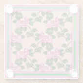 Blumenmuster Rosa Gerahmtes Land Glasuntersetzer (Rückseite)