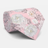 Blumenmuster Rosa Große Blumen Krawatte (Gerollt)