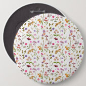 Blumenmuster - rosa, lila, grün button (Vorne & Hinten)