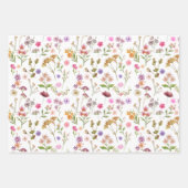 Blumenmuster - rosa, lila, grün geschenkpapier set (Vorderseite 2)