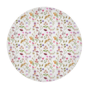 Blumenmuster - rosa, lila, grün schneidebrett