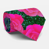 Blumenmuster Rosa Rose Blau Grün Glitter-Geschenk Krawatte (Gerollt)