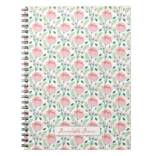 Blumenmuster rosa und orange notizblock (Vorderseite)