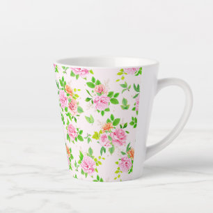 Blumenmuster-Rose-Blume mit Muster für grüne Blätt Milchtasse