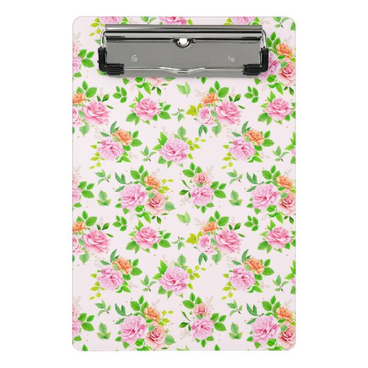 Blumenmuster-Rose-Blume mit Muster für grüne Blätt Mini Klemmbrett (Vorderseite)