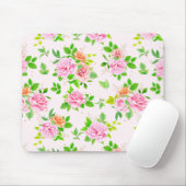 Blumenmuster-Rose-Blume mit Muster für grüne Blätt Mousepad (Mit Mouse)