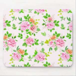 Blumenmuster-Rose-Blume mit Muster für grüne Blätt Mousepad