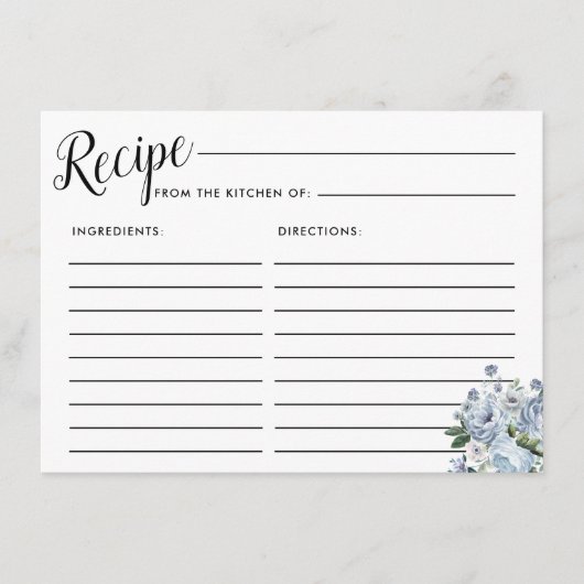 Blumenmuster-Rose-Blumenmuster-Brautparty-Rezept-K Begleitkarte (Vorderseite)