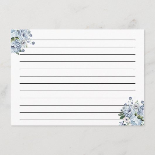 Blumenmuster-Rose-Blumenmuster-Brautparty-Rezept-K Begleitkarte (Rückseite)