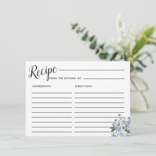 Blumenmuster-Rose-Blumenmuster-Brautparty-Rezept-K Begleitkarte (Stehend Vorderseite)