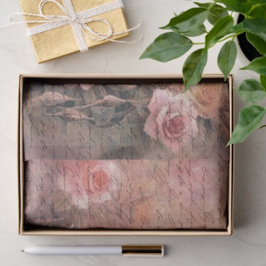 Blumenmuster-Rose Dekoupage Antiquitäten Handschri Seidenpapier (Geschenk)