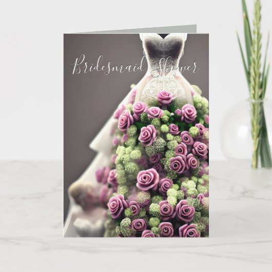 Blumenmuster-Rose Dress Brautparty Card Karte (Vorderseite)