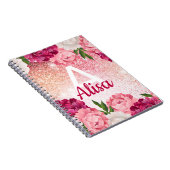 Blumenmuster-Rose Glitzer-Design Notizblock (Rechte Seite)