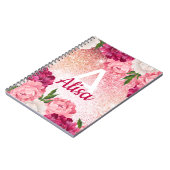 Blumenmuster-Rose Glitzer-Design Notizblock (Linke Seite)