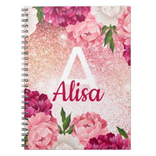 Blumenmuster-Rose Glitzer-Design Notizblock