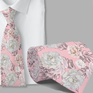 Blumenmuster Rosé große Blumen Krawatte