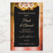 Blumenmuster-Rose Orangefarbenes schwarzes Marmorl Lebensmitteletikett (Einzelnes Label)