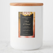 Blumenmuster-Rose Orangefarbenes schwarzes Marmorl Lebensmitteletikett (Vorderseite)